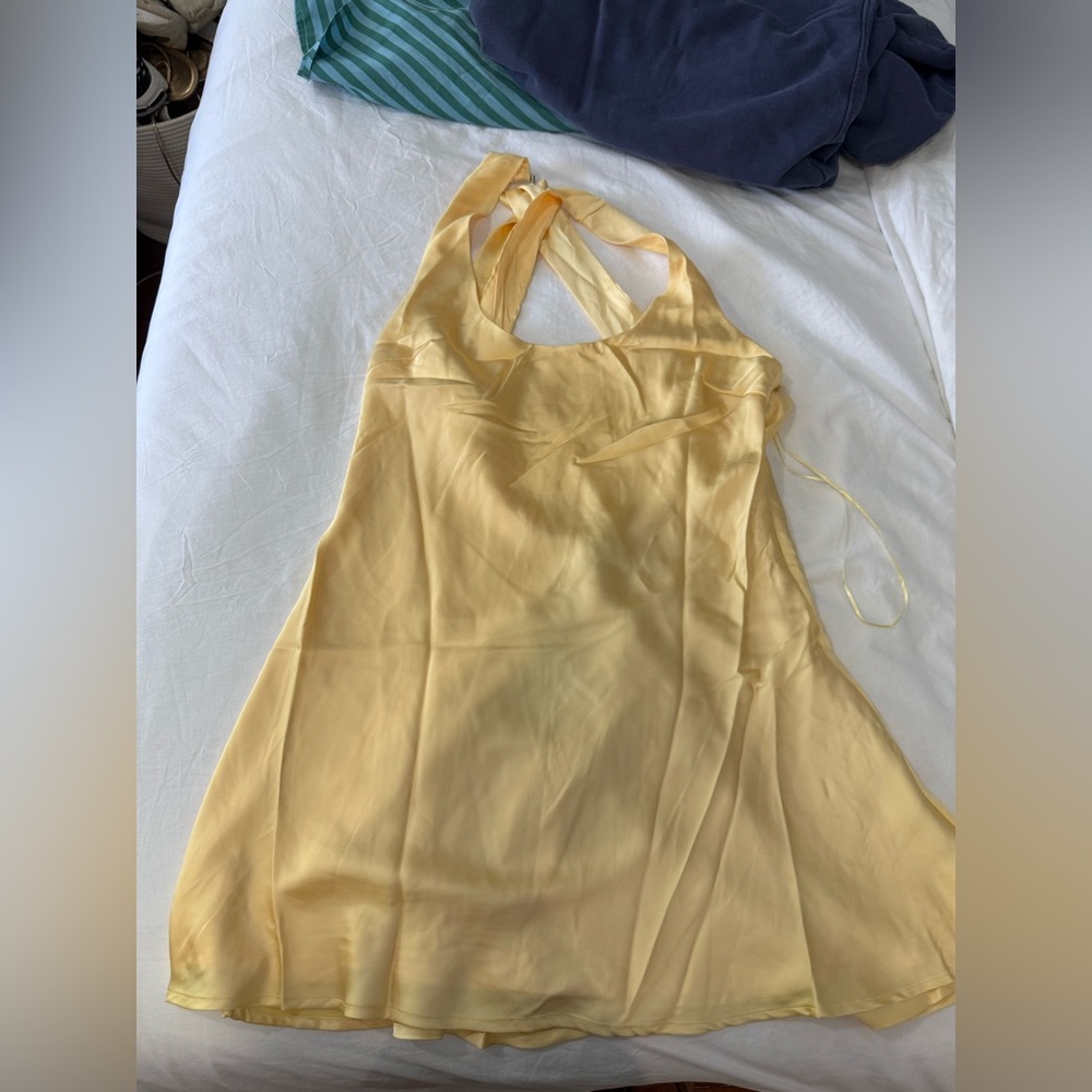 Princess Polly Soft Yellow Satin Dress